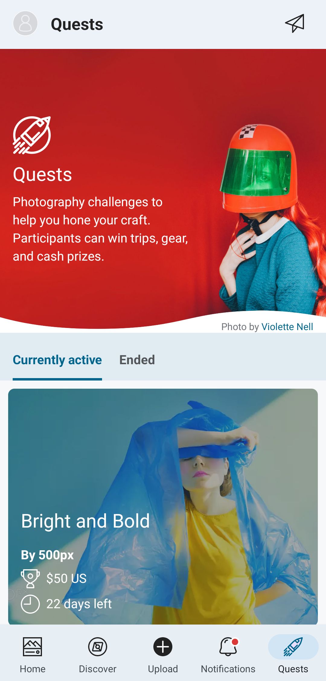 Quests Feature on 500px App