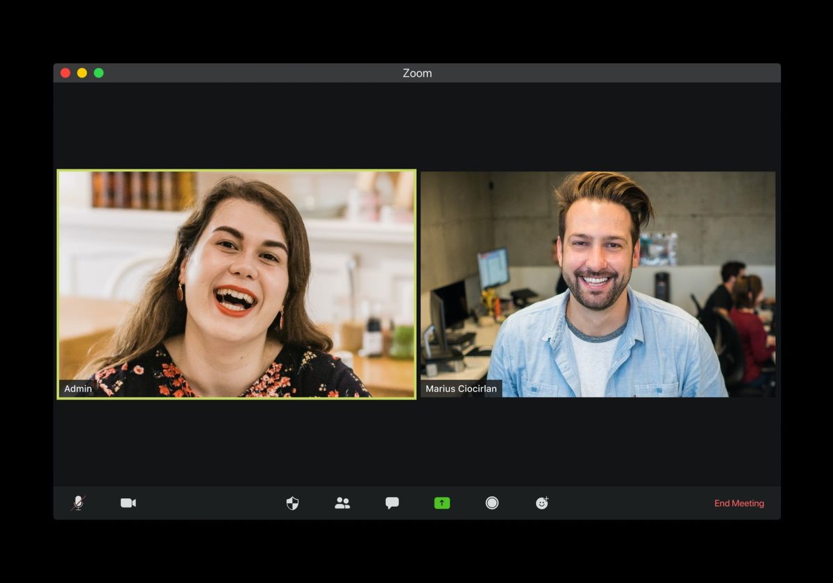 A screen showing two people on a video call.