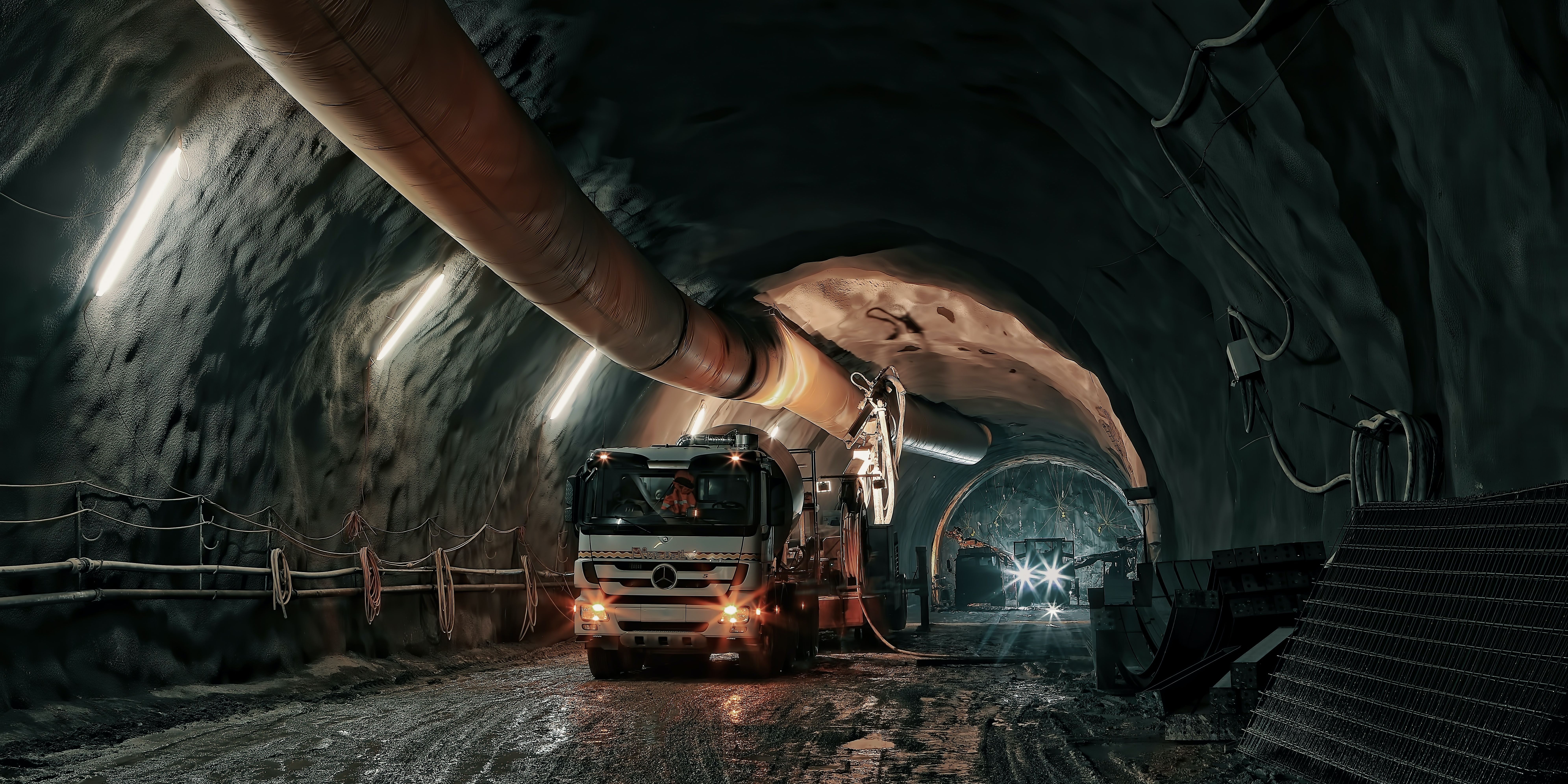 Truck Inside Mining Tunnel