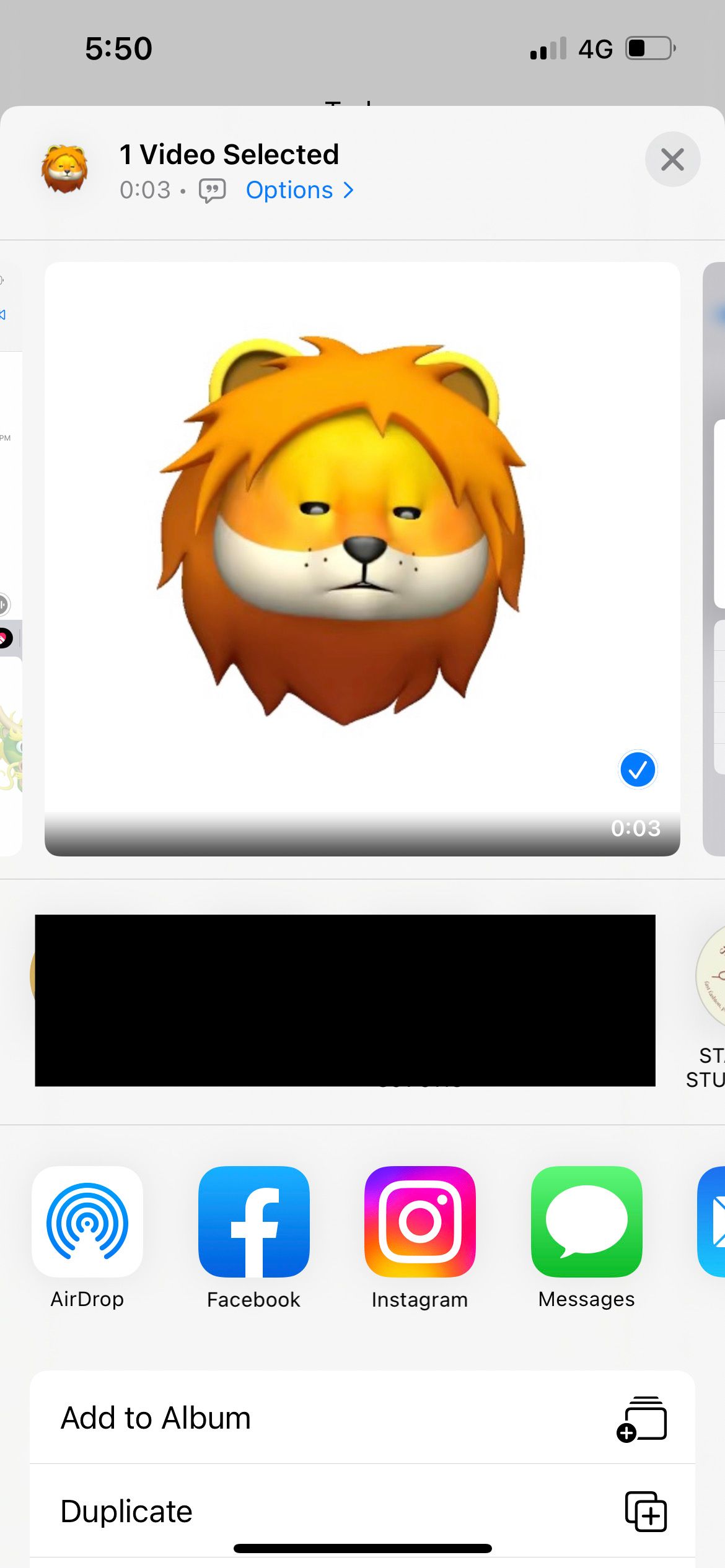 share lion animoji video on iphone