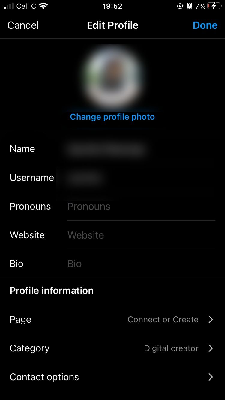 Change Instagram Profile Picture on mobile - step 1