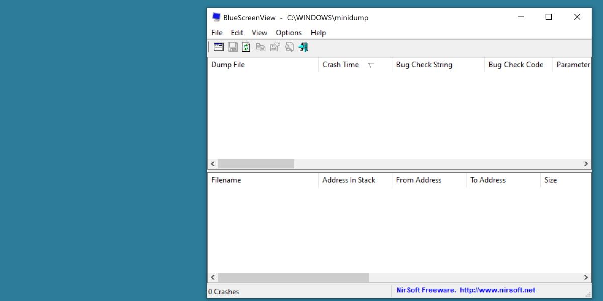 اسکرین شات از bluescreenview