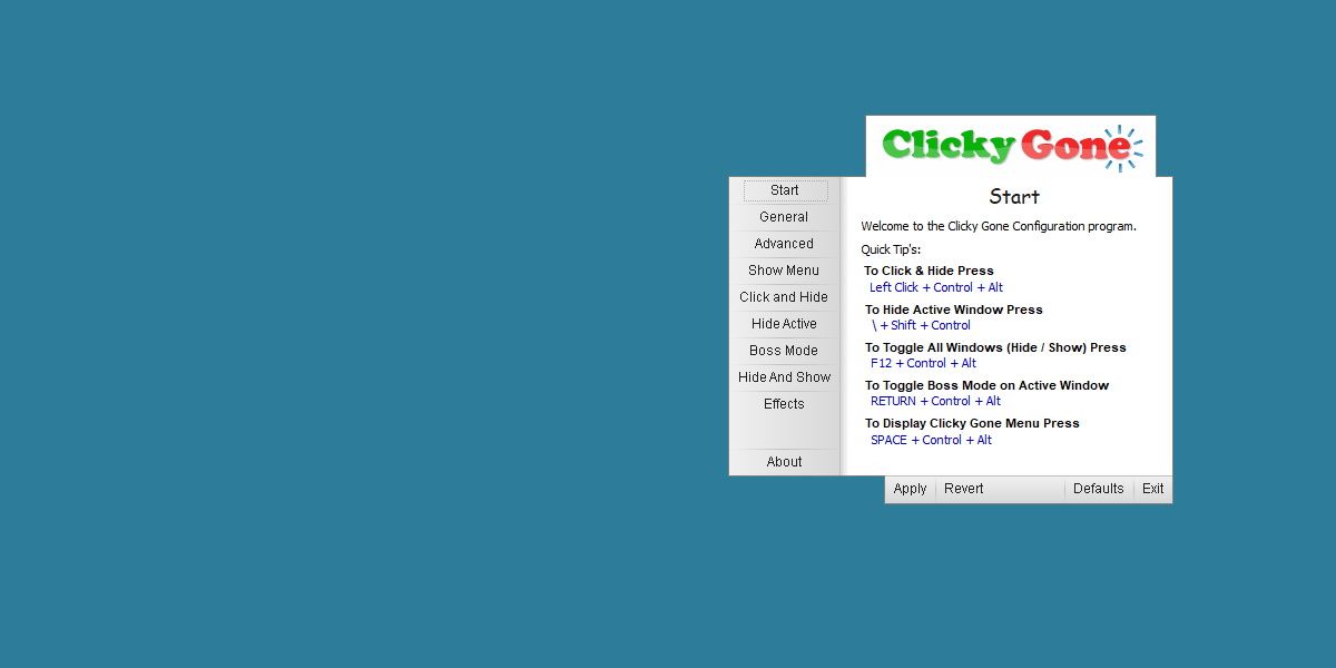 screenshot of clicky gone