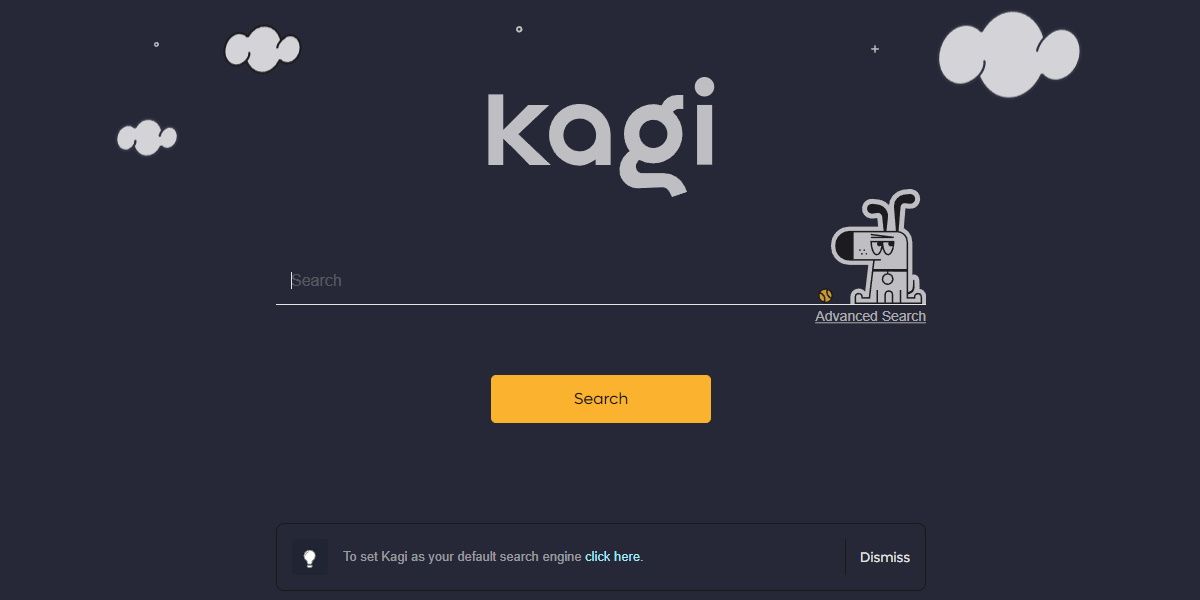 screenshot of the kagi homepage