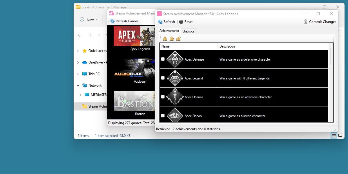 captura de tela do gerenciador de conquistas do Steam mostrando as conquistas do Apex Legends