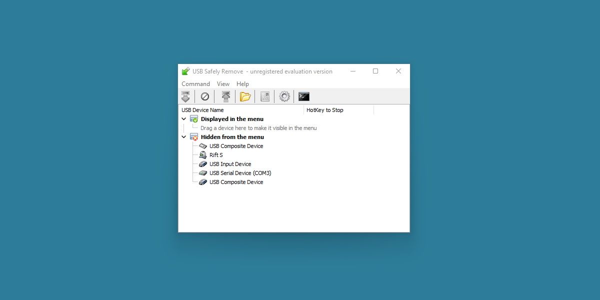 screenshot of USB safely remove main window