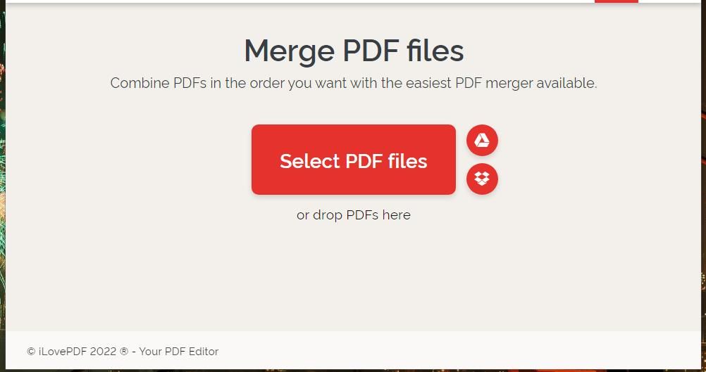 The Select PDF files button 