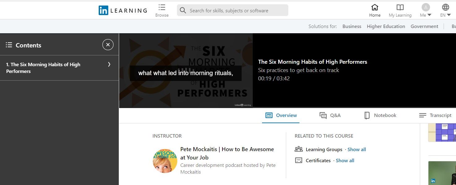 six morning habits of high performers linkedin learning course