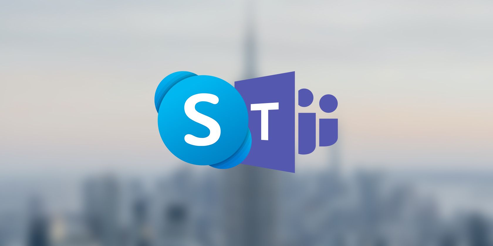 Skype and teams logo on a blurred background