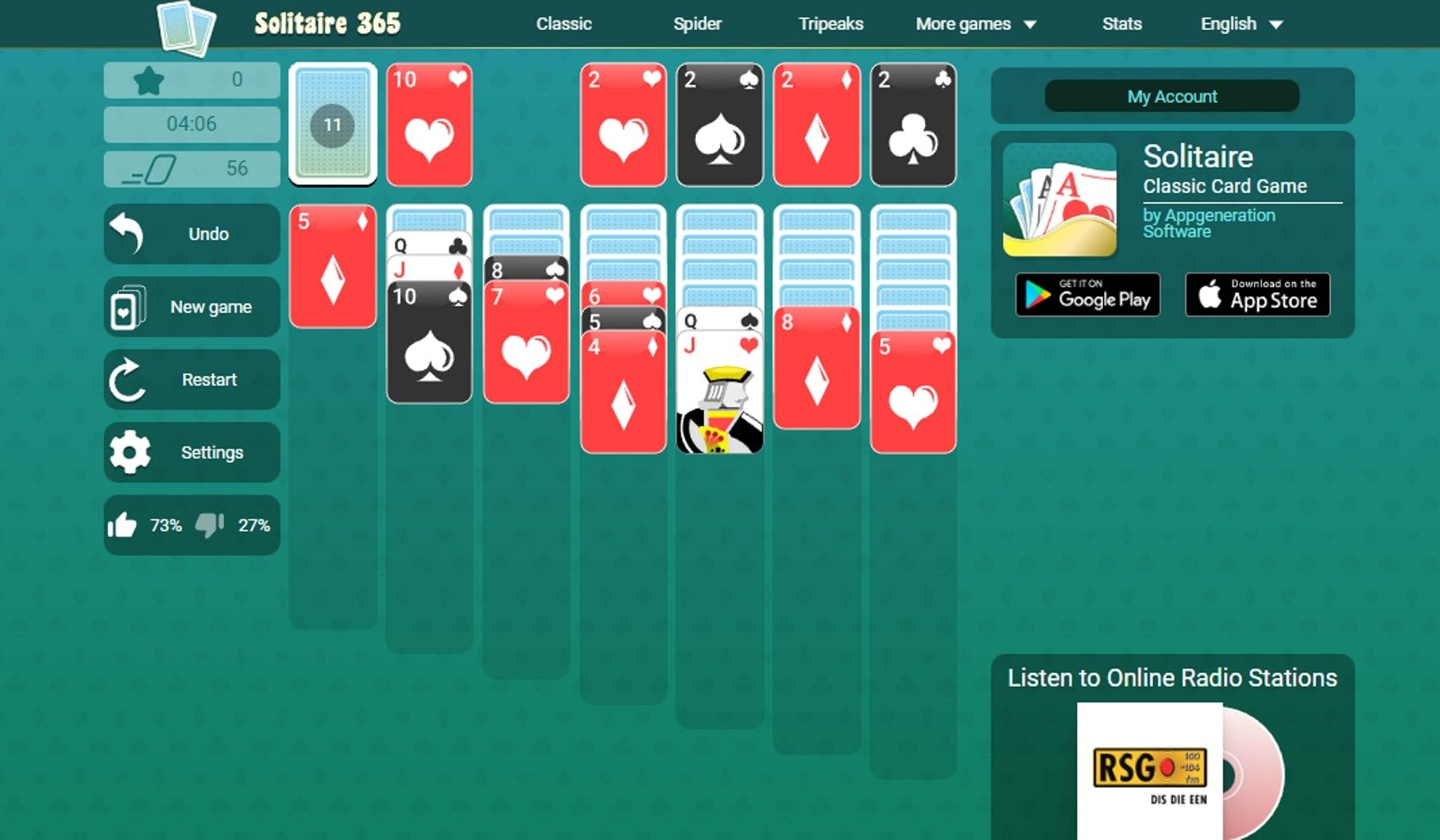 free solitaire card games no download