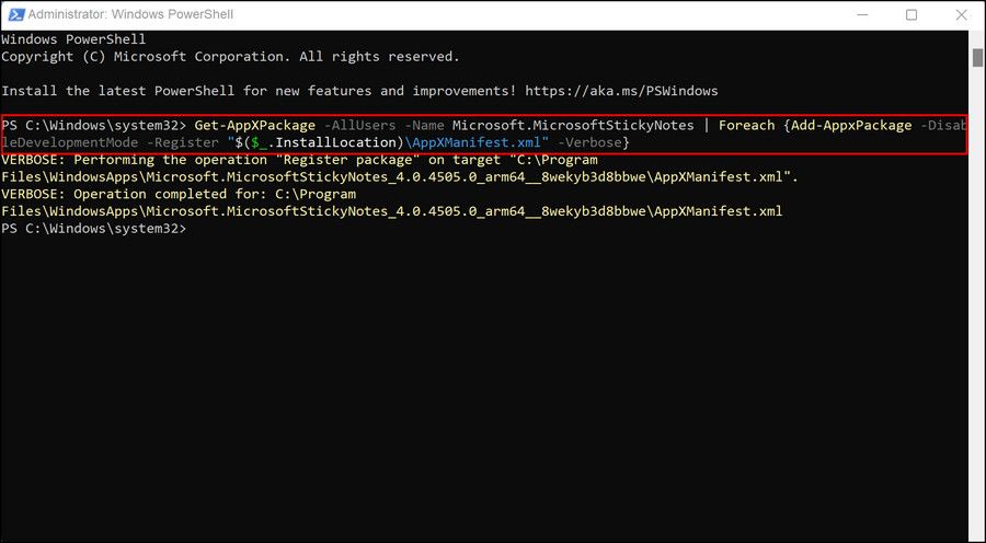 Powershell command to update sticky notes