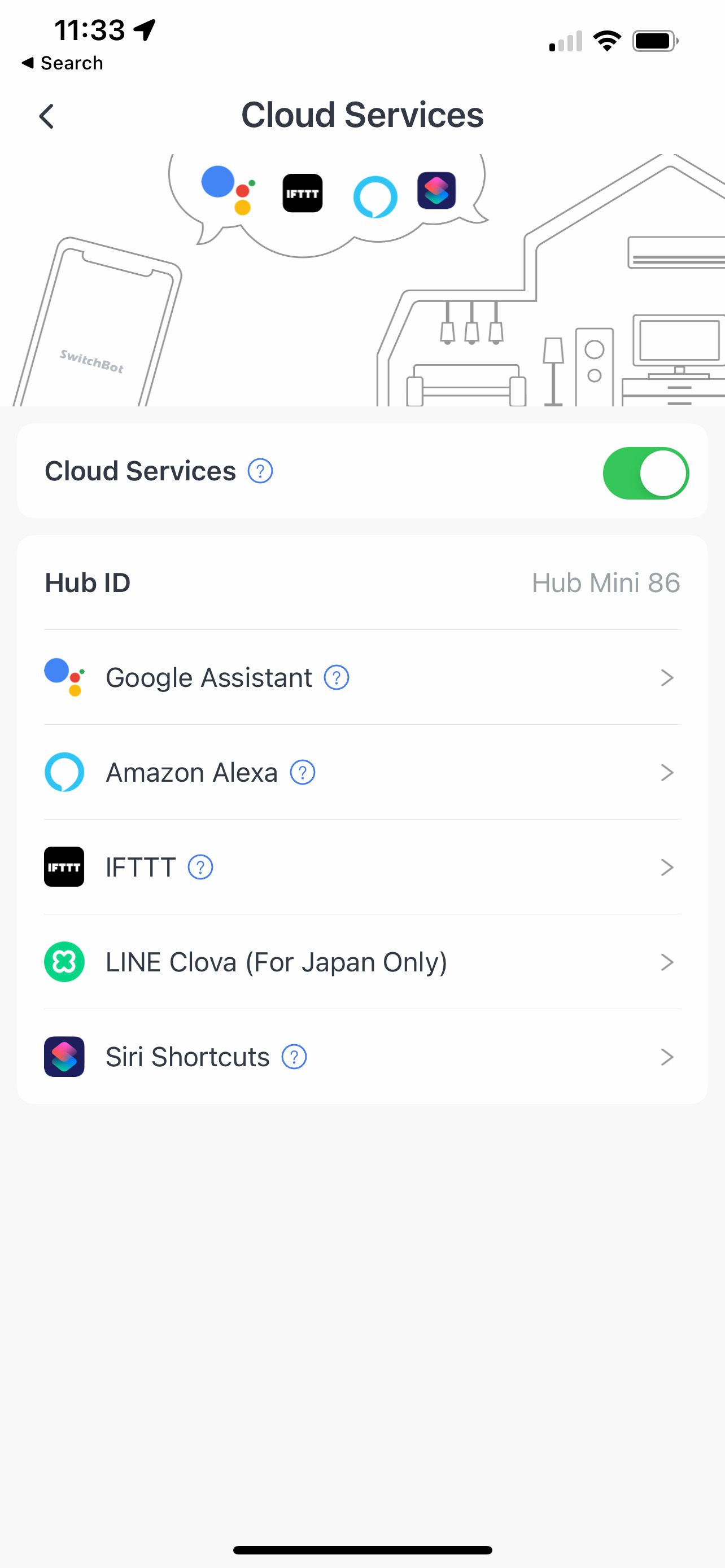برنامه switchbot - به خدمات ابری متصل شوید