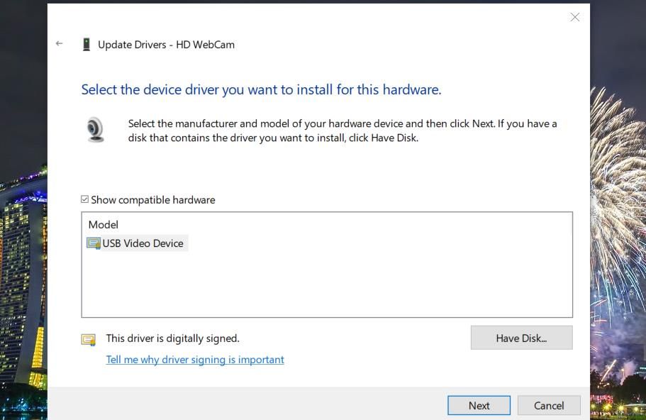 Select device driver options
