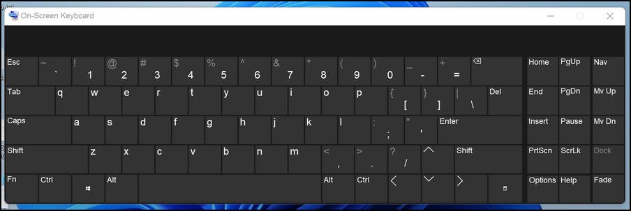 Touch keyboard on the screen