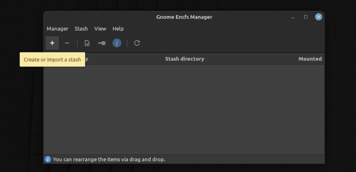 creating a stash in gnome encfs
