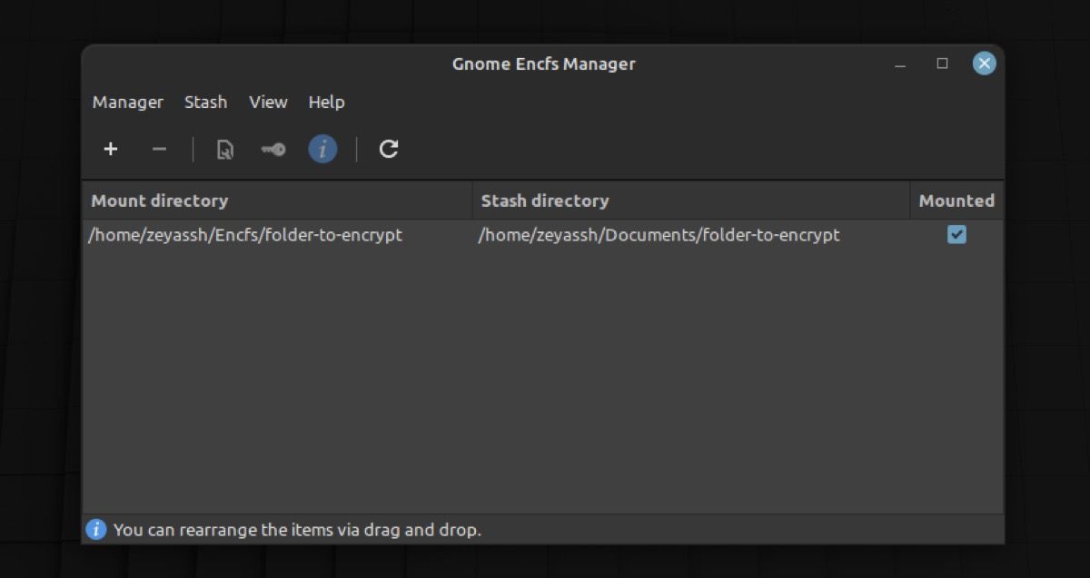 unmounting a stash in gnome encfs