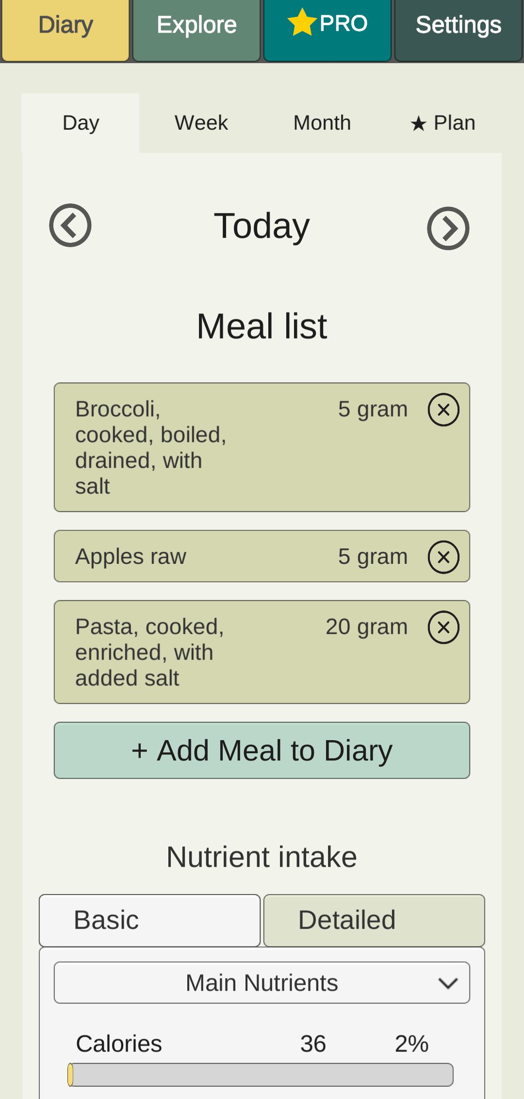 ViCa Vitamin Tracker Food Diary