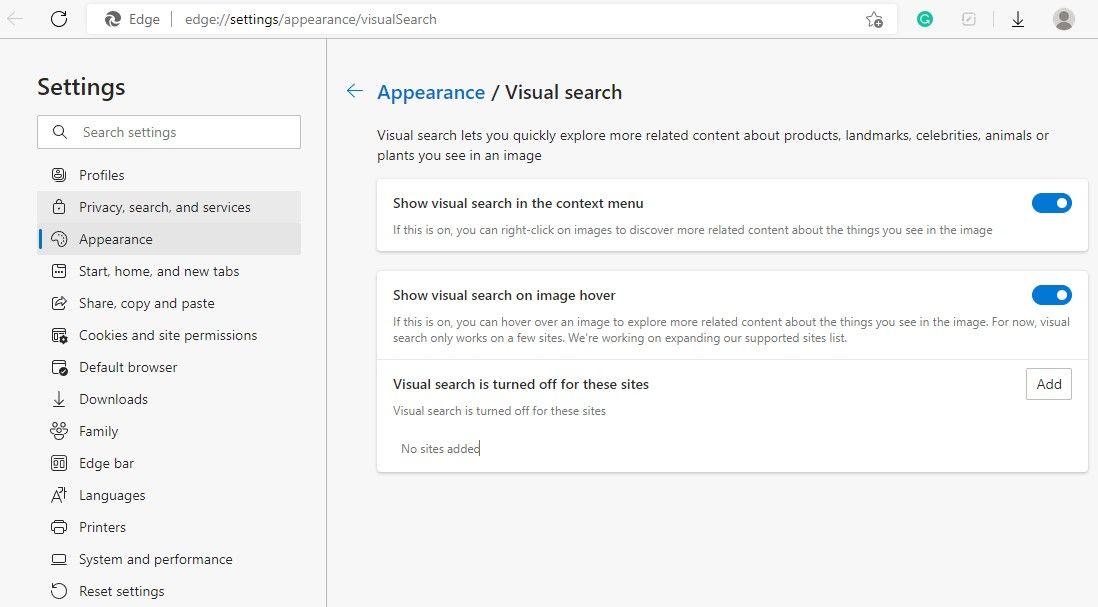 How To Disable Visual Search In Microsoft Edge