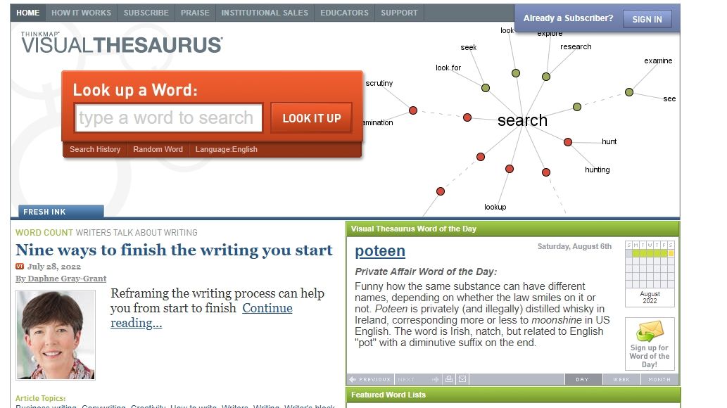 visual thesaurus screenshot