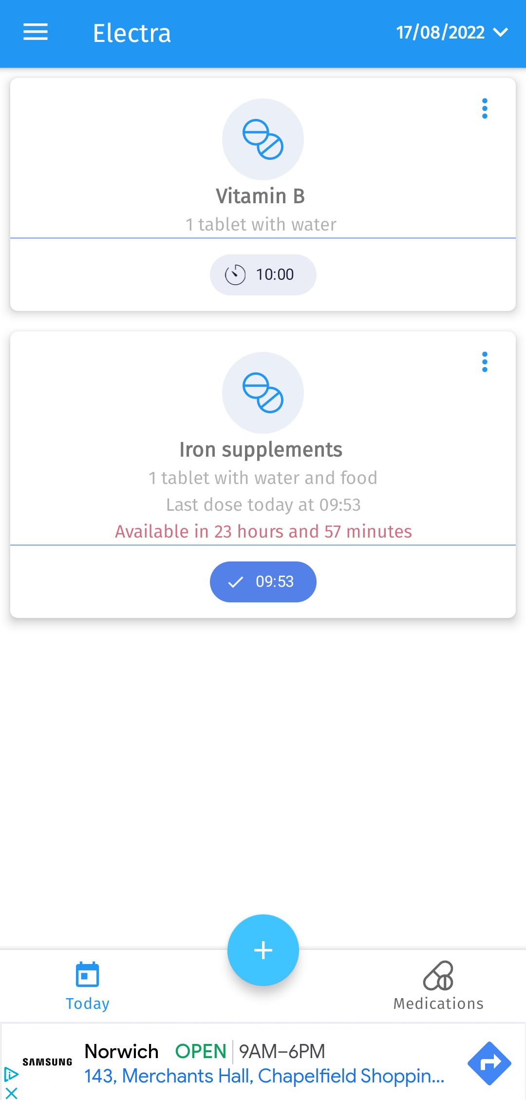 Vitamin Intake Schedule on TakeYourPills App