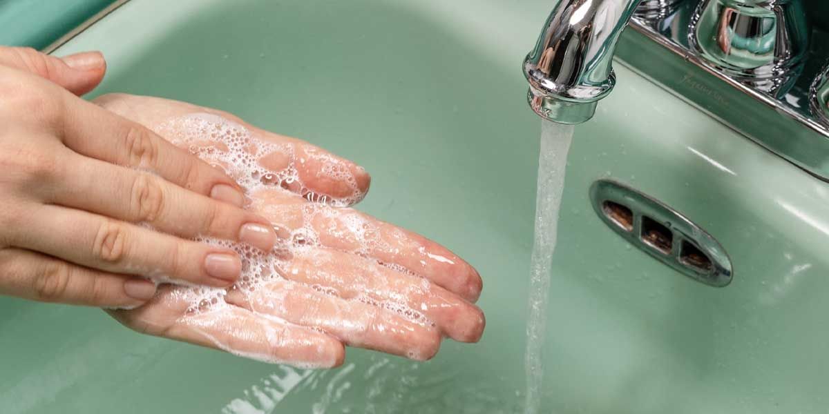 Washing hands to keep them clean