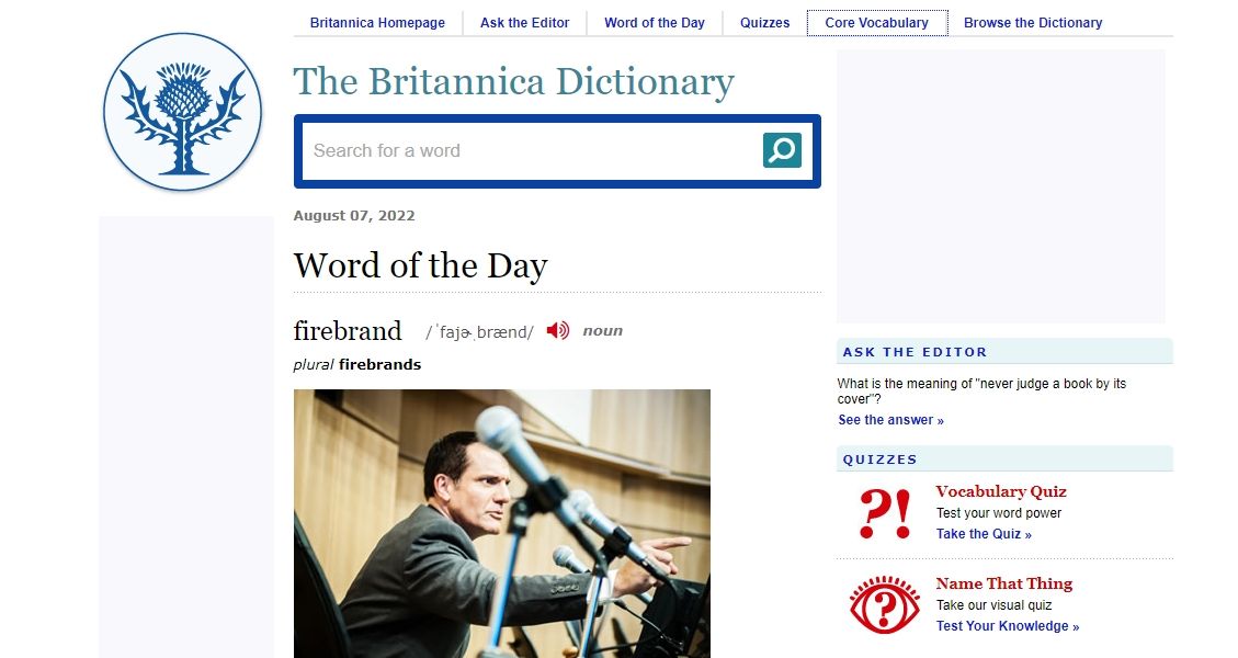 word of day Britannica screenshot