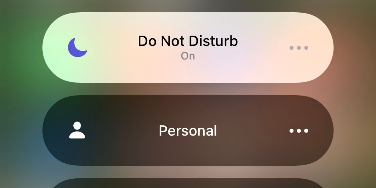 do not disturb and personal mode in iphone control center