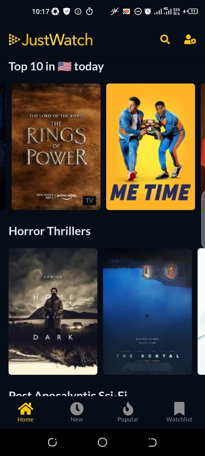 Screenshot of movies and tv shows on JustWatch 