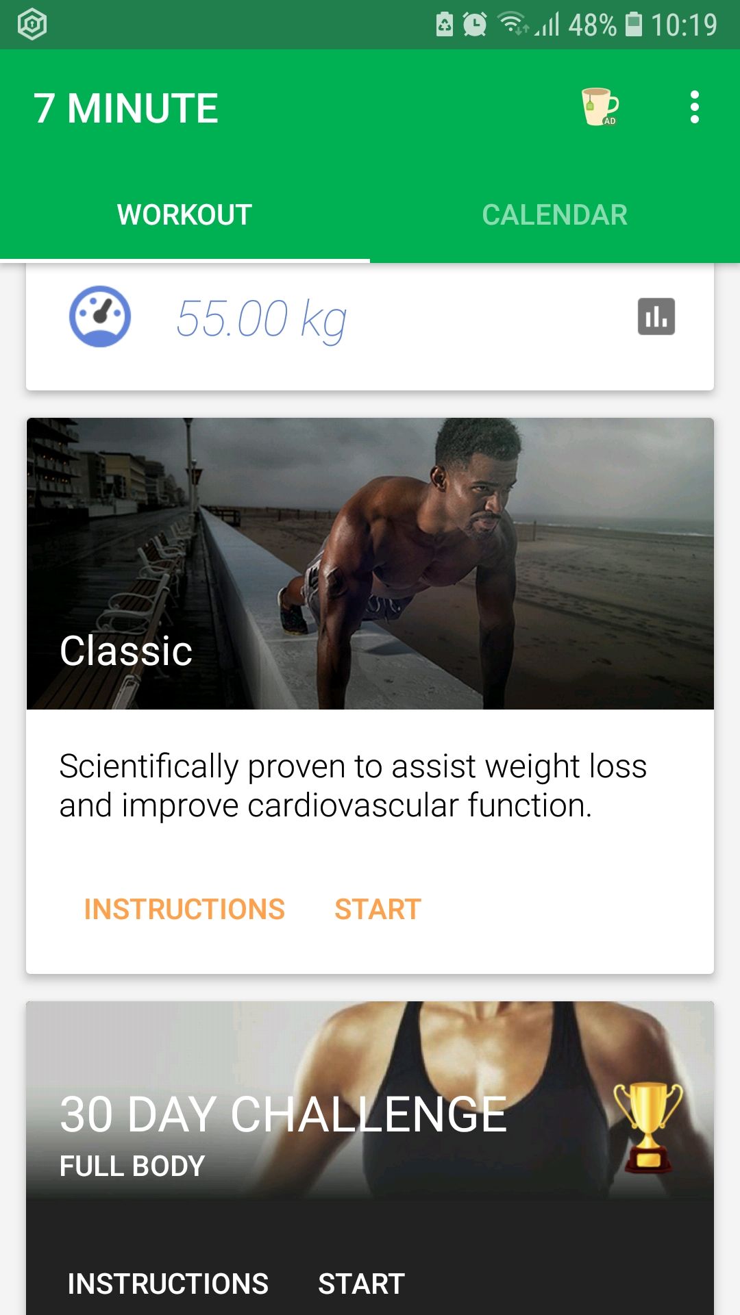 7 MINUTE WORKOUT mobile fitness app classic