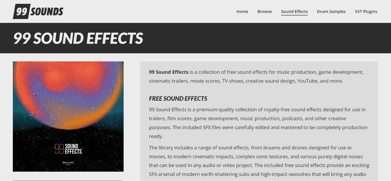 99 Sounds sound effects page