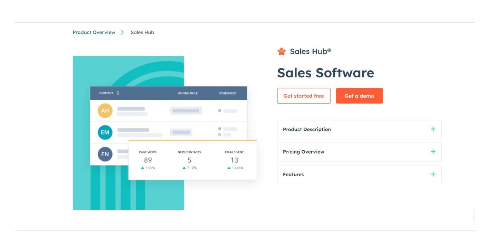 A screenshot of HubSpot&rsquo;s webpage