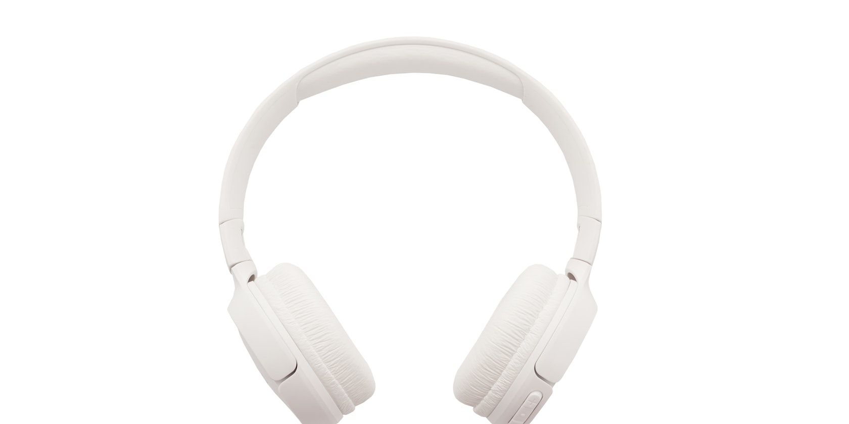 A white wireless headphone