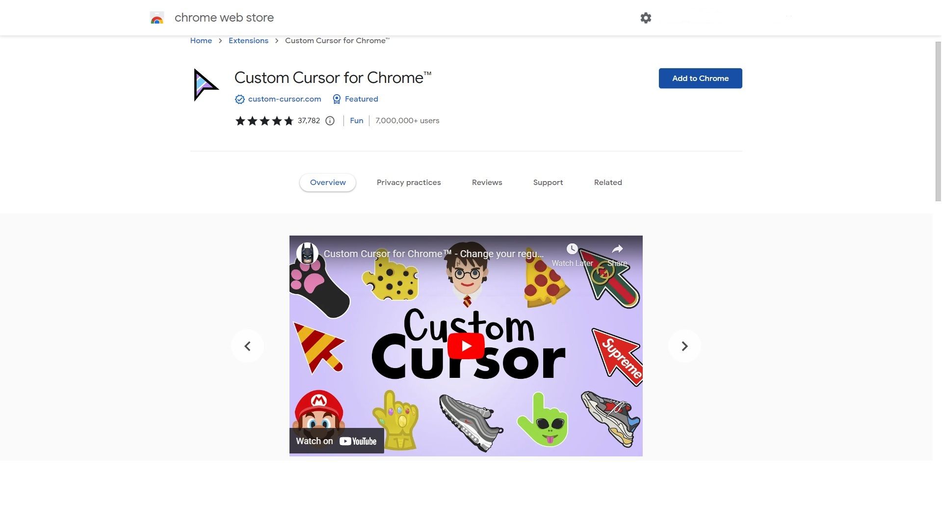 Custom Cursor for Chrome extension page