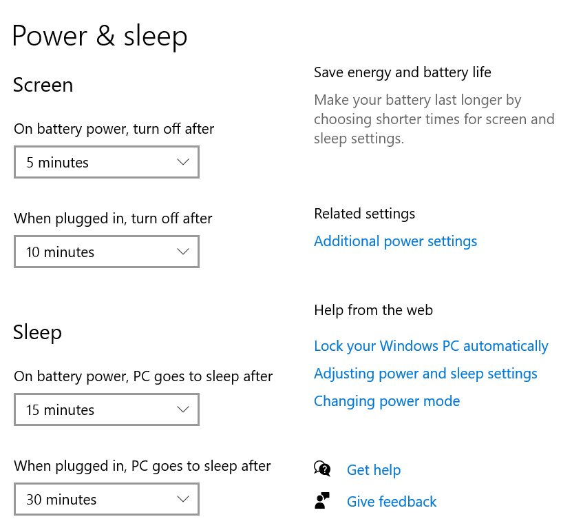 Additional Power Settings Option on Windows 10