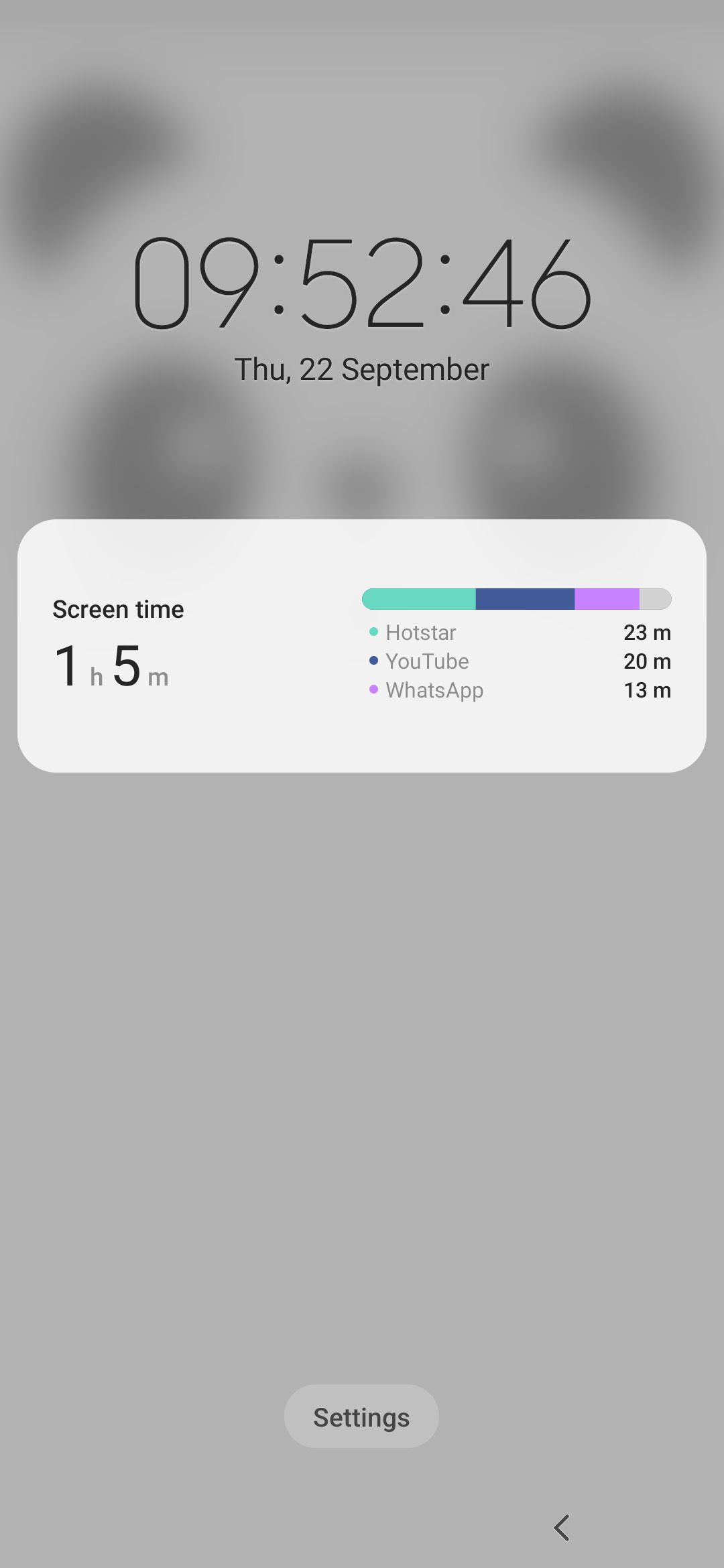 An image of Digital Wellbeing widget on the lockscreen