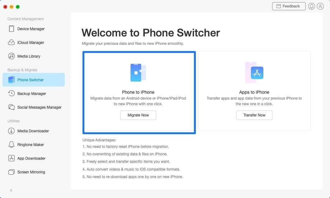 AnyTrans Phone Switcher