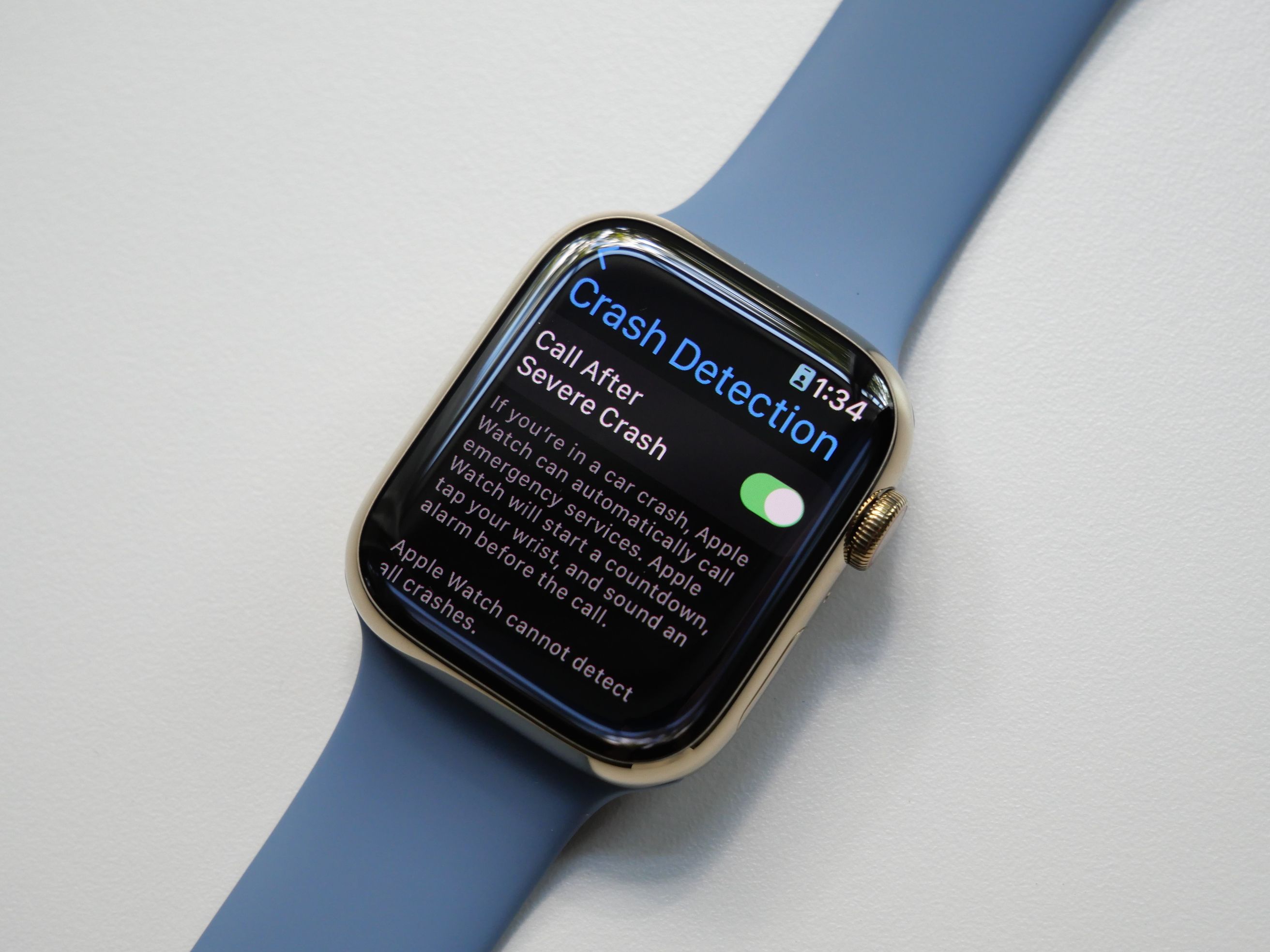 Apple Watch Crash Detection Settings Page