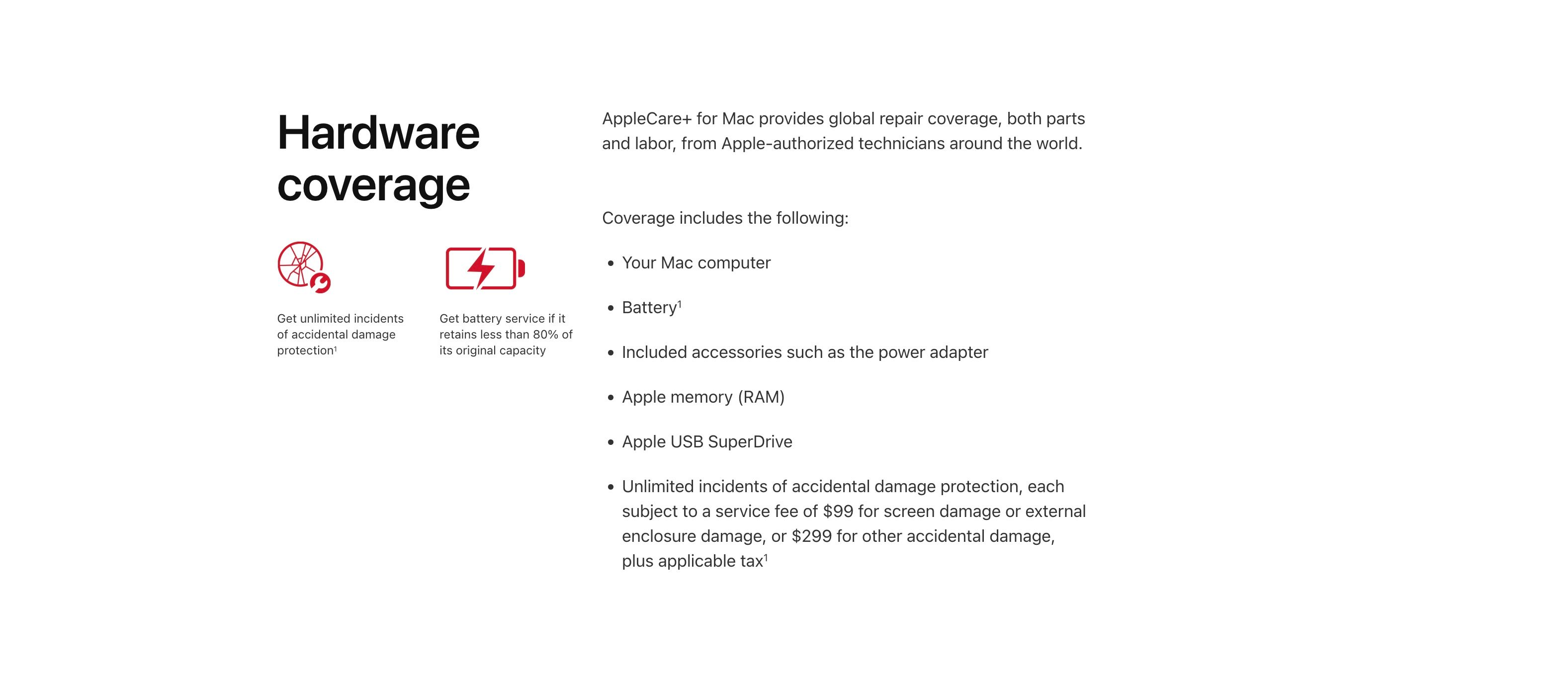 AppleCare+ Hardware Coverage on Apple's Website