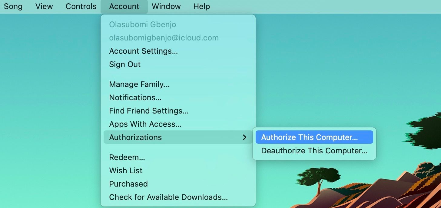 Autorizar a Mac para reproducir canciones en Apple Music