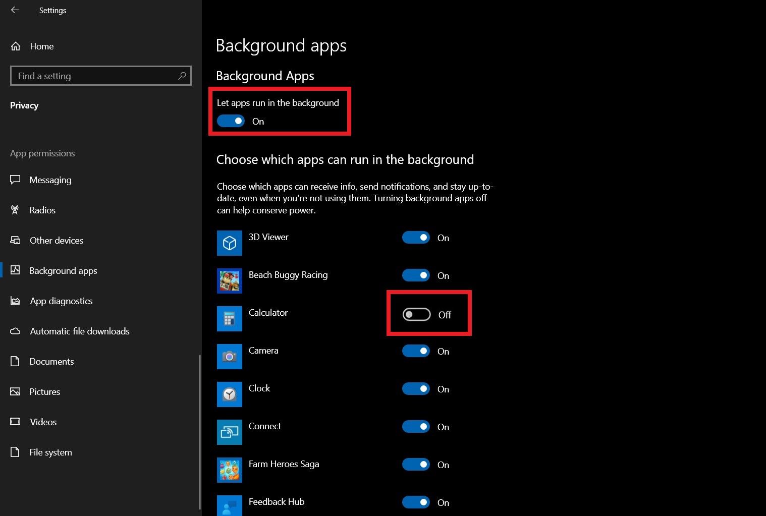 Disabling Background Apps on Windows 