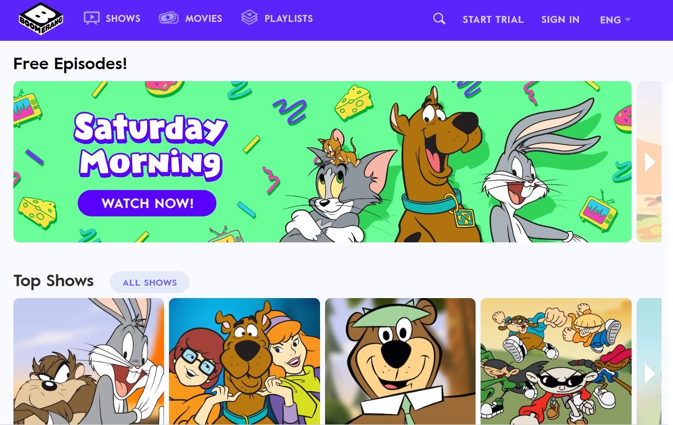 Boomerang homepage