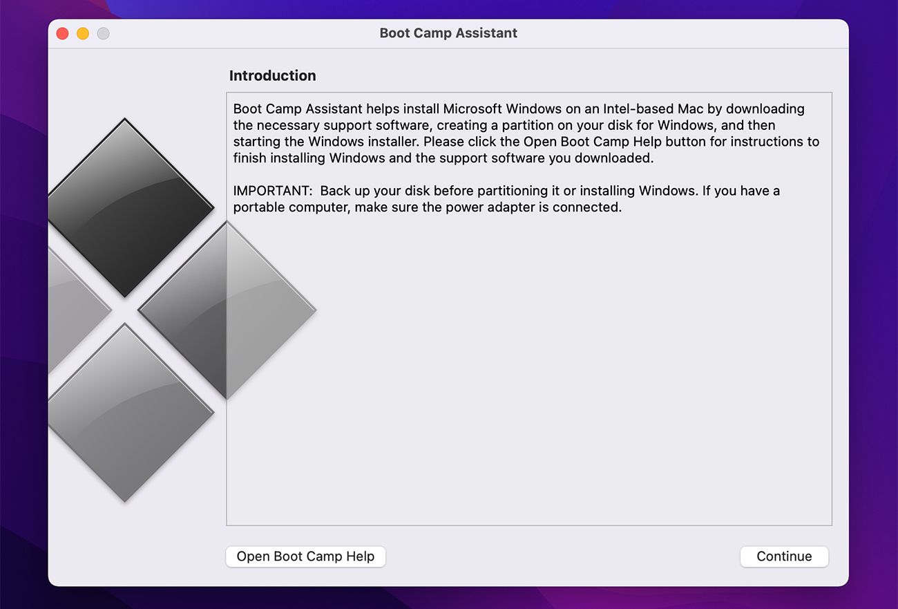 Boot Camp Assistant on Mac