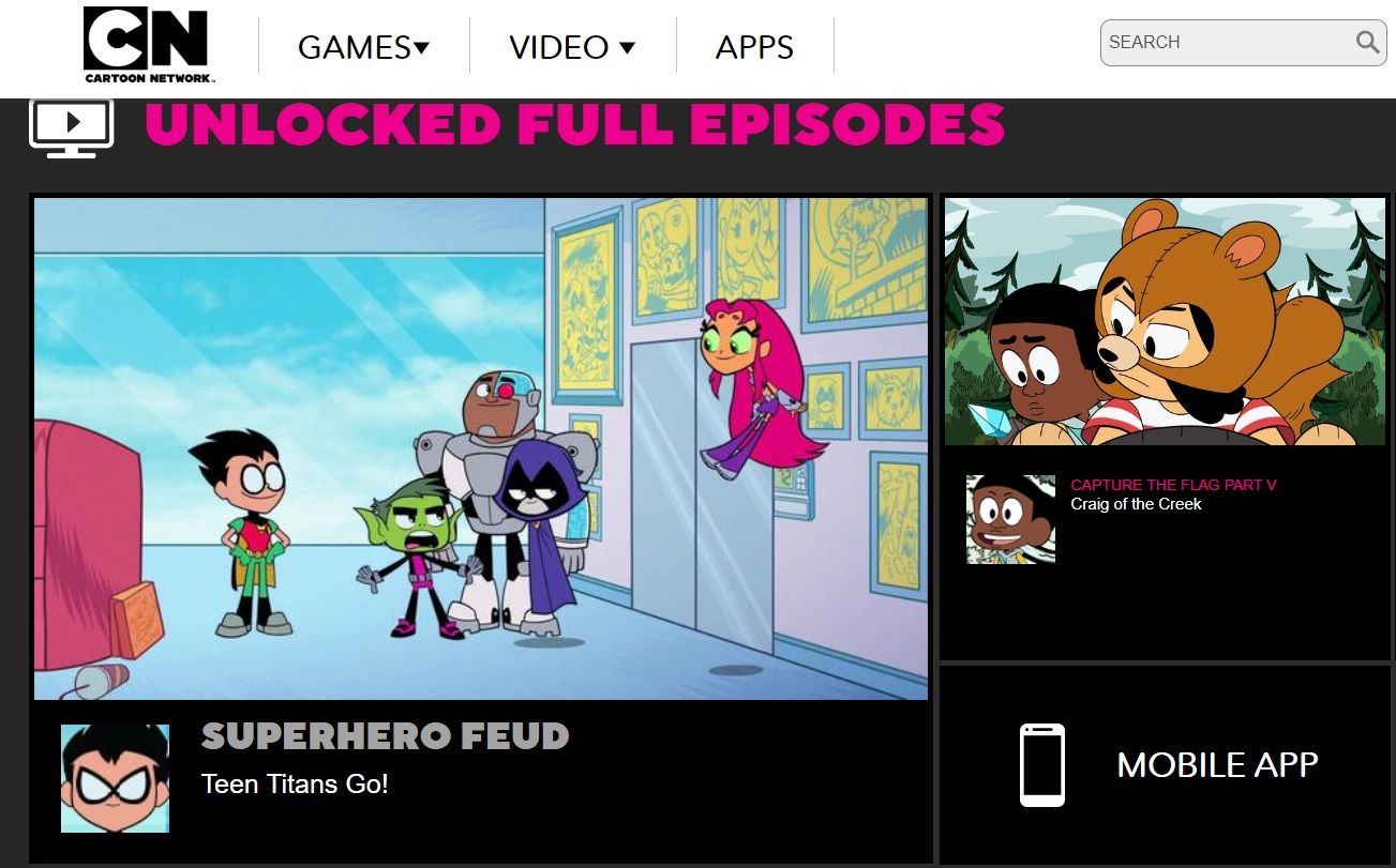 Cartoon Network homepage