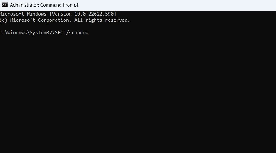 Command to Run SFC Scan written on Command Prompt