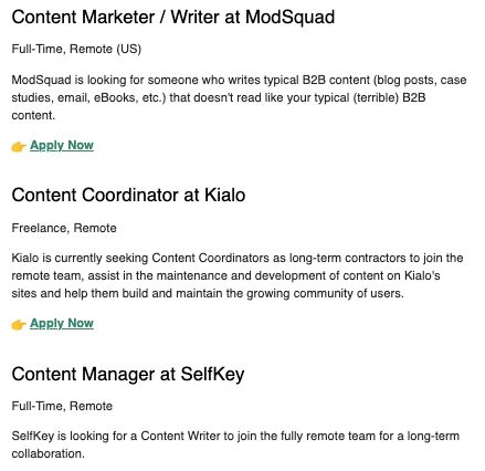 Content Writing Jobs Newsletter Screenshot 3