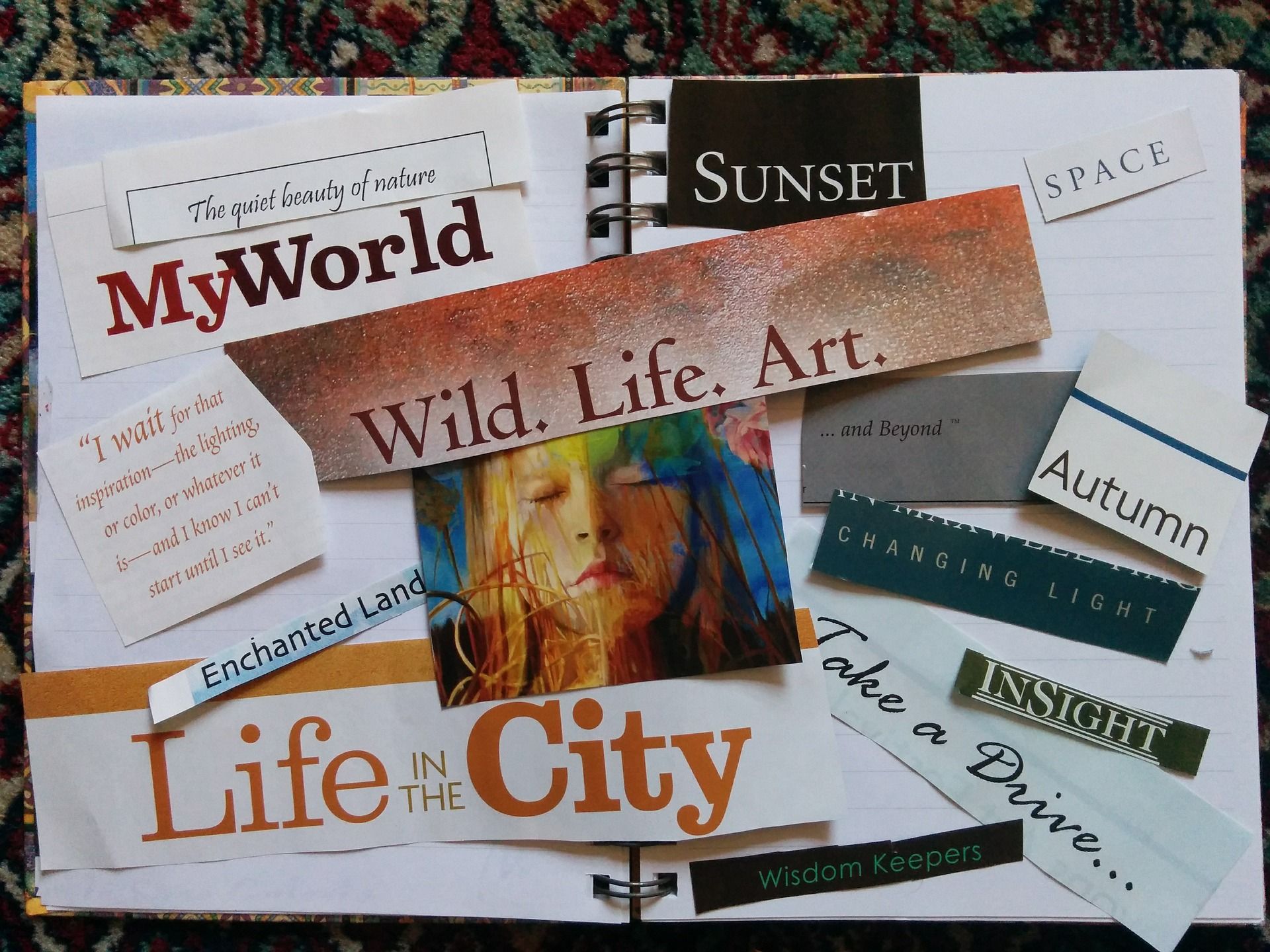 Vision board with magazine cut outs