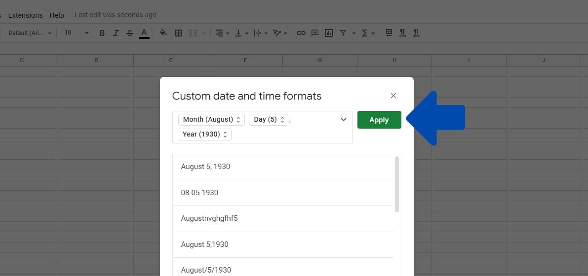 Applying the Custom Date Format