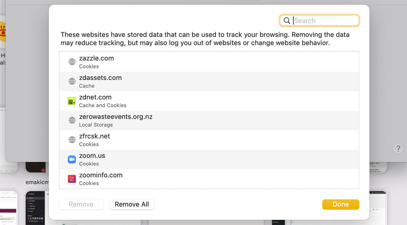 Deleting Website Data on Safari Browser on Mac