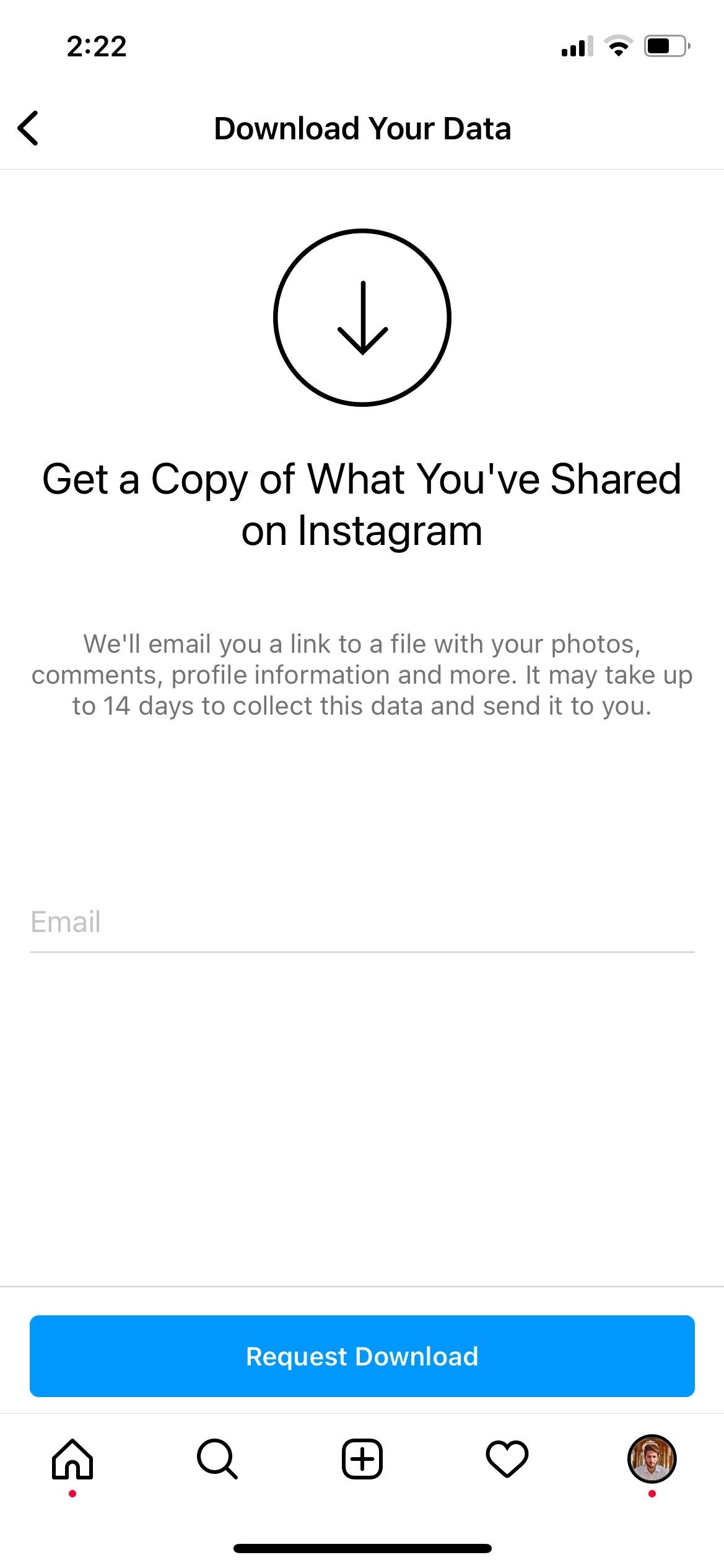 Download your Instagram data
