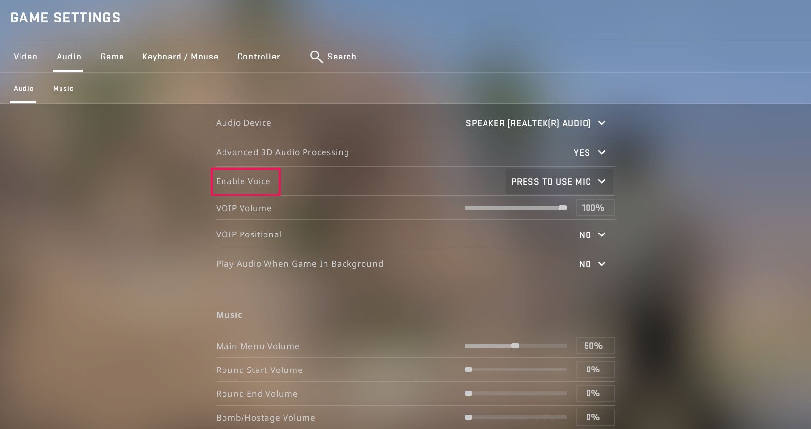 Enable Voice option in CS: GO Settings